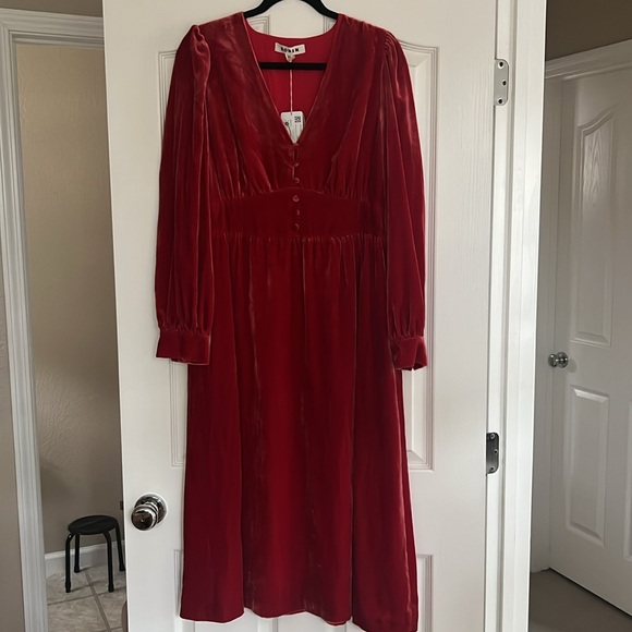 Boden Elise Midi Red Velvet Dress size 12 NWT - Picture 4 of 7